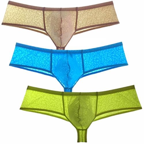 Men's Underwear Jacquard Lace Bulge Pouch Thong Underwear Guy Sports Brazilain Bikini Boxers