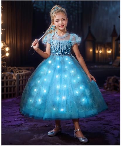 Vestido de Princesa con luces LED para niñas miniatura 1