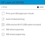 HP LaserJet M209d Laser Printer, Black and White, Automatic Duplex, USB Connection Only (Cable Included), Ideal in Home Office (8J9L0F) - Image 2