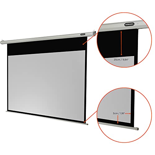 celexon Economy Motor-Leinwand 100 | 220x124 cm 16:9 | elektrische 4K,Full-HD Beamer-Leinwand f&uuml;r B&uuml;ro-Pr&auml;sentationen & Ihr Heimkino | zur Wand- und Deckenmontage | inkl. Fernbedienung