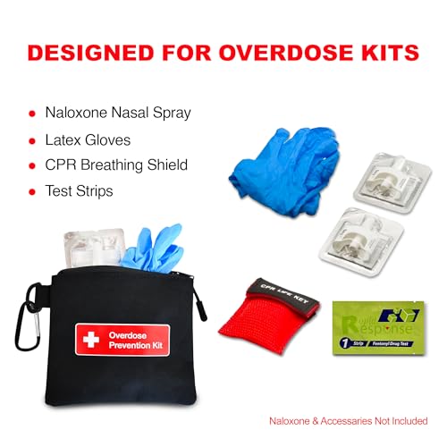 Image of Naloxone Overdose Prevention Canvas Bag - Holds 2 Nasal Spray Devices & Accessories - Empty Case Only, Naloxone Not Included - (Black, Single)