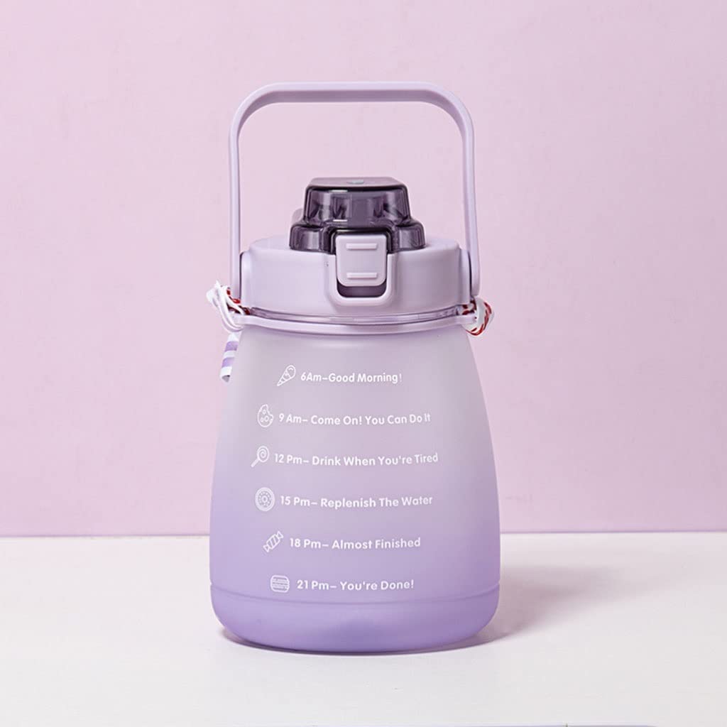 Wasserflasche Trinkflasche Sportflasche 1400ml Nette Mädchen Wasserflasche mit Stroh Sport Wasserflaschen for Wasserkanne Weibliche Wasserkocher mit Trinkflasche Gurt Wasserflaschen Trinkflaschen ( Bl