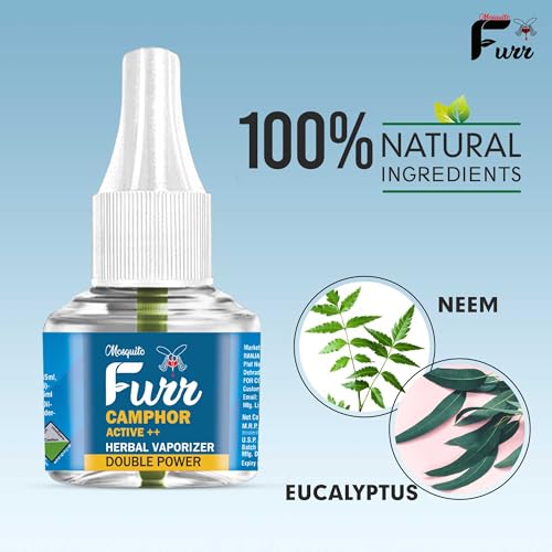 Image of Camphor Active++ Liquid Vapouriser Double Power Mosquito Repellent Vaporiser Refill No Kerosene Oil Poison Free Non- Toxic Chemical-Free (45ml,Pack of 3)