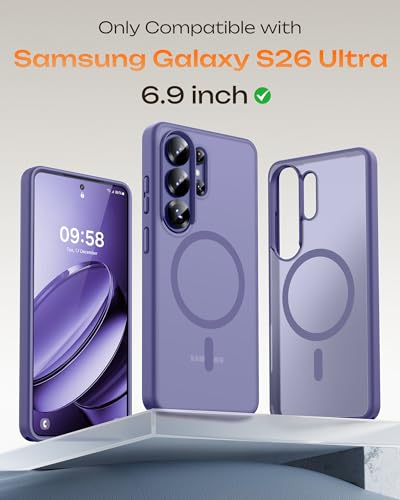 Image of TOCOL for Samsung Galaxy S26 Ultra Case, Compatible with Magsafe, Built-in Magnets, Drop Protection, Slim Translucent Matte for S26 Ultra Phone Case 6.9 inch (Lavender Gray)