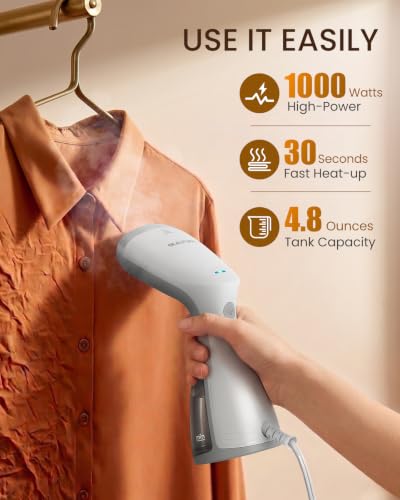Image of BEAUTURAL Travel Steamer for Clothes, Dual Voltage for Worldwide Use, 1000W