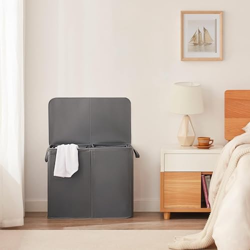 Lifewit 105L Double Laundry Hamper with Lid and Removable Laundry Bags, Divided Basket with Handles, Large Separated Clothes Basket for Bedroom, Bathroom, College Dorm, Laundry Sorting, Grey - Cosy Home Interiors Lifewit 105L Double Laundry Hamper with Lid and Removable Laundry Bags, Divided Basket with Handles, Large Separated Clothes Basket for Bedroom, Bathroom, College Dorm, Laundry Sorting, Grey - Image 7