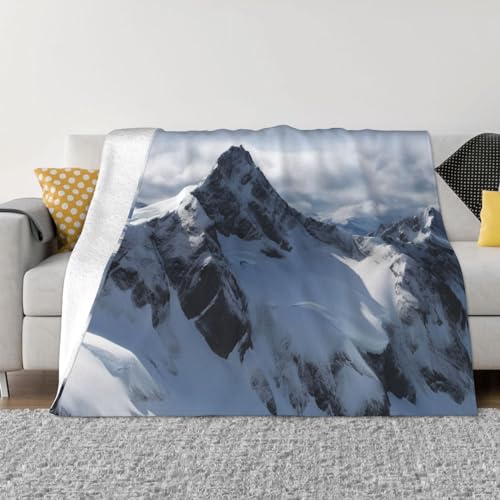 Couverture polaire imprimée montagne enneigée grand plaid canapé flanelle lit