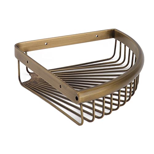 Fockety Retro Brass Corner Shower Caddy, Rust Resistant Wall Mounted Shower Organizer, Space Saver Rack for Bathroom Kitchen