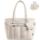 LOVEVOOK Handtasche Damen Shopper Tasche Groß, Leicht Arbeitstasche Puffer Tote Bag mit Reißverschluss, Schultasche Lehrertasche mit 17,3 Zoll Laptopfach, Schultertasche für Business Schule Reise