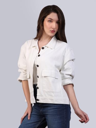 Image of Urbano Fashion Women's Relaxed Fit Full Sleeve Utility Denim Jacket