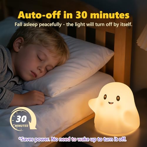 Lámpara de mesa infantil Ghost de silicona recargable RGB miniatura 6