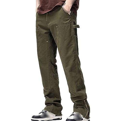 Pantalon cargo homme classique avec plusieurs poches et fermeture éclair à la cheville