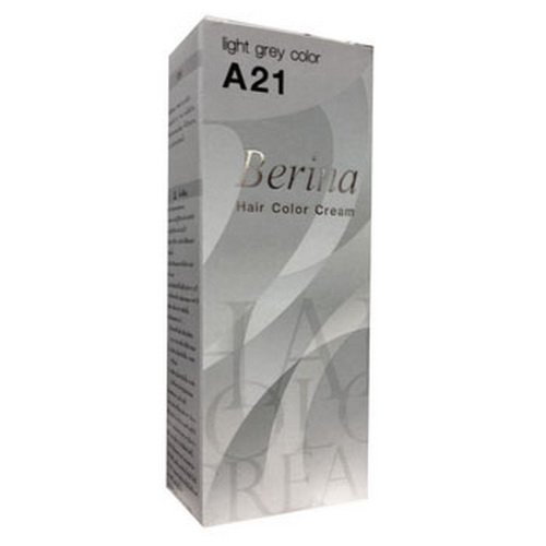 Pack Of 1 Box Berina Light Gray Hair Dye A21 Hair Color Cream Dye Light Grey 60 G. Super Permanent Fashion Unisex #TOP1