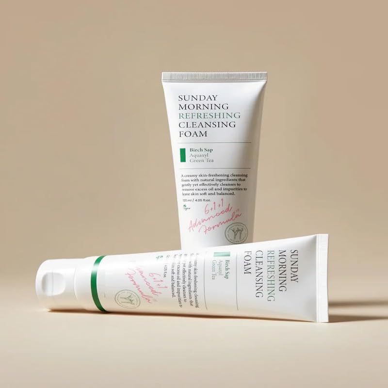 Image of Sunday Morning Refreshing Cleansing Foam With Birch Sap Hydrating And Soothing Gentle Facial Cleanser Vegan Korean Skin Care Face Wash For All Skin Types 4.06 Fl. Oz.