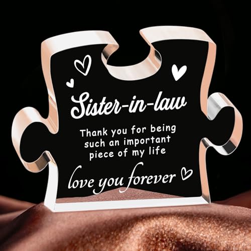 Sister in Law Gifts, Birthday Gifts for Sister in Law - 4.9 x 3.7 inch Engraved Acrylic Block,...