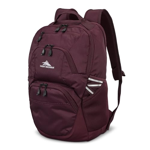 High Sierra Swoop SG Backpack Travel or Work Laptop Bookbag with Drop Protection Pocket and Tablet Sleeve One Size Maroon