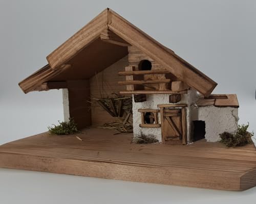 Holzdeko-Ma Weihnachtskrippe- Krippe Krippenstall Weihnachten-Weihnachtskrippe (K4)