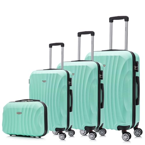 RAYKONG Juego de Maletas ABS Rígida 3 Piezas|Maleta Cabina 55cm|Maleta Mediana 68cm|Maleta Grande 78cm|Neceser 29cm|Menta