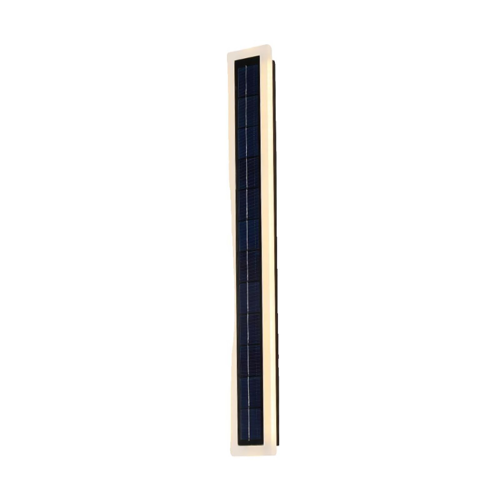 Außen Solar Wandleuchte Kabellos LED Lang Solarlampen Wasserdicht IP65 Schwarz Rechteckig Solarbetrieben Wandleuchter Modernes Acryl Wandbeleuchtung Hof Villa Eingangstür (Warm Light,100CM)