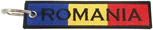 Romania Flag Key Chain, 100% Embroidered