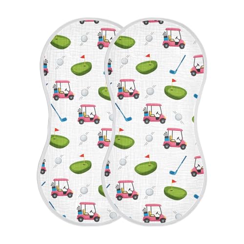 2 Pack Muslin Burp Cloths Golfs White Cotton Baby Burp Cloths Ultra Absorbent Soft Thick Burping Cloth for Newborn Baby Boys Girls, Large 22