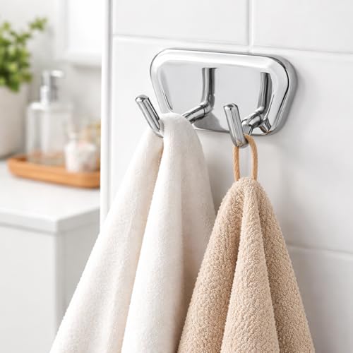 Image of Bathroom Hardware Accessories,Heavy Duty Stainless Steel - AISI 304,Wall Mounted,Chrome Polished Finish (Trezor, Robe Hook)