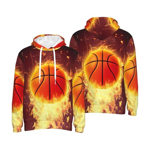 Sweat à capuche homme pull polyester sport imprimé basket-ball décontracté
