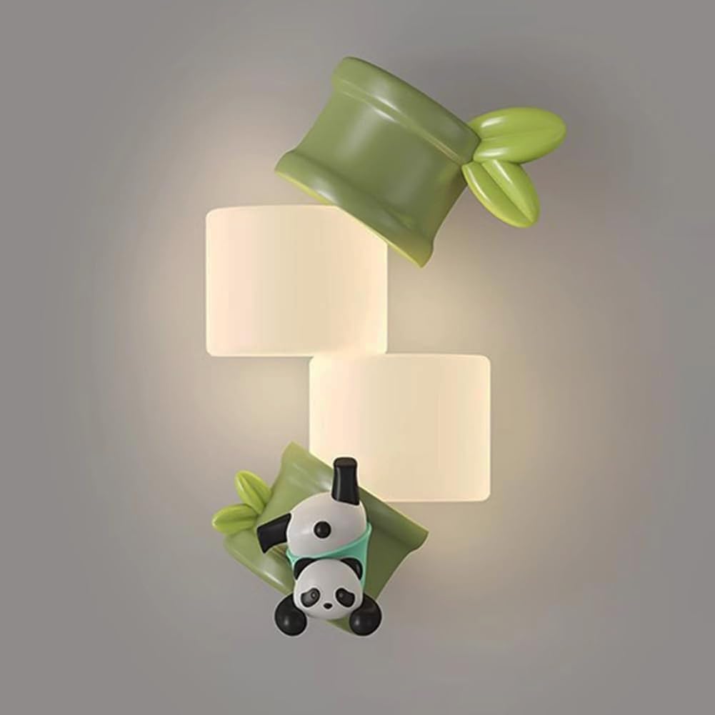 Logt Boys One Color Led Panda Wall Lamp Children's Room 3D Print Bamboo Wall Light 18W Indoor Decoration Children's Lamp Dimmable 3000K/4500K/6000K Wall Lighting Animals Cartoon Bedside Lamp Girl Night Light