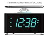 Emerson ER100401 Smartset 15Watt Ultra Fast Wireless Charging Dual Alarm Clock Radio with Bluetooth Speaker, USB Charger, Cyan LED Night Light and 1.4" Display