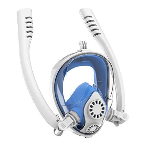 Snorkel Mask Full Face Free Breathing Backstroke Swimming Double Tubes 180° Panoramic View Easy Breath Anti-Fog Anti-Leak Cover