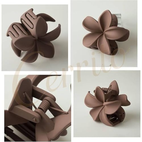 Image of Cerrito 9 Pcs Flower Hair Claw Clips for Women Girls - Large Strong Hold Clamps for Thick Thin Hair, Matte Nonslip, Neutral Floral Claw, Styling Small Hair Accessories, Ponytail Holder, Multicolor
