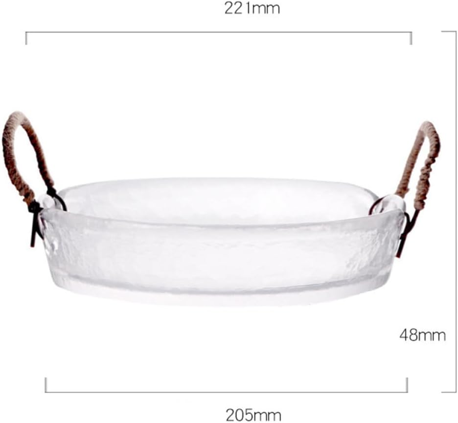 Binaural Handle Glass Salad Bowl, Creative Hammered Texture Double Ear Serving Dish, Food Display Bowl for Kitchen and Dining