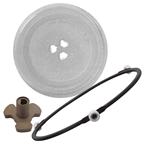 WORDFUN 25.5cm 27cm Mikrowellenteller, Mikrowelle Drehteller Ersatz, Teller Für Mikrowelle, Mit 3 Fixierern, Glass Drehscheibe, Glasdrehteller Rund Für Mikrowellen, Plattenspieler