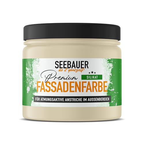 SEEBAUER diy Silikat-Fassadenfarbe Beige 300ML für Außen (No. 433 Vanilla Cream) Atmungsaktive Mineralfarbe für Fassaden - Geeignet für Putz, Mauerwerk und Beton SEEBAUER diy Silikat-Fassadenfarbe Beige 300ML für Außen (No. 433 Vanilla Cream) Atmungsaktive Mineralfarbe für Fassaden - Geeignet für Putz, Mauerwerk und Beton