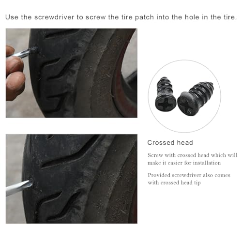 Image of 21 PCS Tire Repair Nails Kit, Self-Service Vacuum Tire Repair Spiral Rubber Screws Fast Tool with Screwdriver, Emergency Tyre Repair Nail Kit with Plugs with Box for Car Bikes