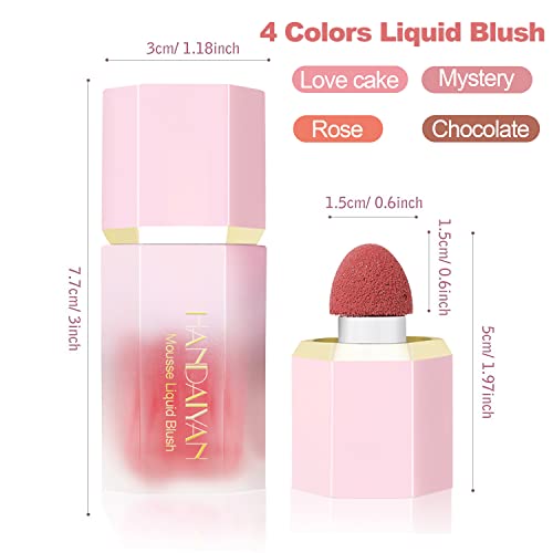 4 Colors Liquid Blush,Soft Cream Face Blush,Natural Matte Finish Looking,Liquid Blush For Cheeks, Weightless, Smudge Proof, Moisturizing Lightweight Blendable Feel (B款#1#2#5#6) #TOP4