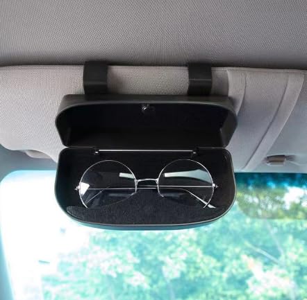Porta Óculos de Carro, Estojo Universal, Material ABS, Instalação Fácil, 17 cm de Comprimento (Preto