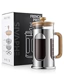 Sivaphe No-Plastic French Press Coffee Maker 34 oz, Borosilicate Glass Bamboo...