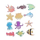 Hemoton 12 Stück Anti Rutsch Sticker Aufkleber Meerestiere Muster Antirutsch Pads Selbstklebend Badewannenaufkleber Sicherheit Wannenauflagen Rutschschutz für Kinder Dusche Badewanne