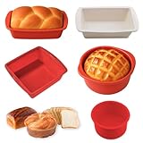 5 Stück Silikon Bbackform，Silikon Backformen Set，für Gebäck Brot Backen,...