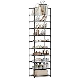 ciecie Shoe Rack, Shoe Organizer, 10 Tiers Non-Woven Fabric Shoe Shelves, Sturdy Shoe Racks for Closet, Garage & Corridor, Tall Shoe Rack for Entryway,11' D x 17.7' W x 68' H-Black
