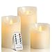 HANZIM Flameless Candles, 4" 5" 6" Set of 3 Real Wax Not Plastic Pillars, Include Realistic Dancing LED Flames and 10-Key Remote Control with 2/4/6/8-hours Timer Function, 300+ Hours (3, Ivory)
