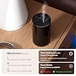 Waterless Essential Oil Diffuser, Battery Operated Aromatherapy Diffuser with 20mL Capacity, Mini Portable Scent Air Diffuser, 3 Countdown Timers & Mist Levels for Home Room Car Office, ANZ Black - Image 2