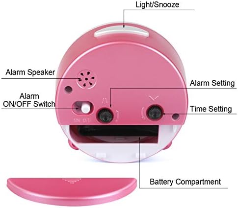 DTKID Children Silent Alarm Clocks Bedside Non Ticking Battery Powered Table Clocks for Boys Girls Luminous Large Display Snooze Light Function for Bedroom Office [Energy Class A+++]
