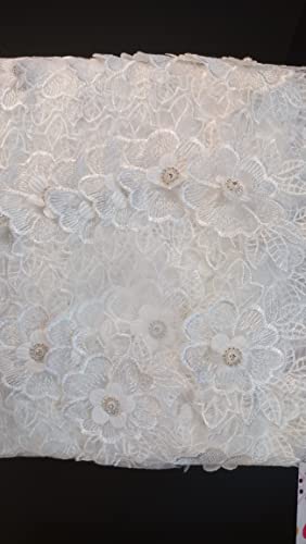 Image of JoJo Creations White Laces for All Types of Fabrics (GPO Flower Moti) 3 Meters