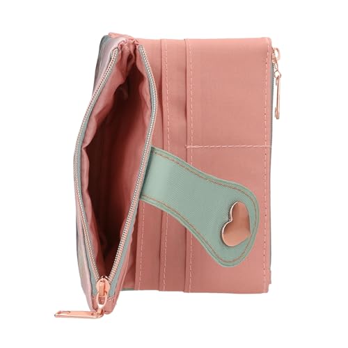 Depesche 13405 Miss Melody Romantic Fields - Portemonnaie in Grün und Rosa, mit Pferde Motiv und Blumenwiese, Geldbörse mit Klettverschluss