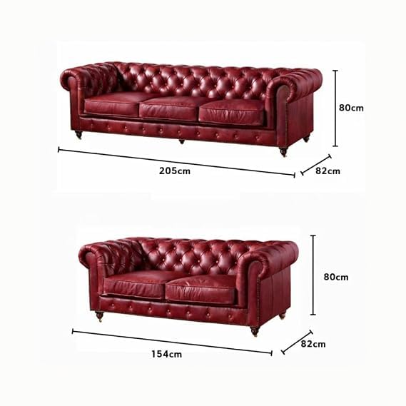Image of A to Z Furniture Classic 3+2=5 Seater Sofa Set Luxury Chesterfield Leatherette Sofa in for Home Living Room & Office (3+2=5 Seater Sofa Maroon)