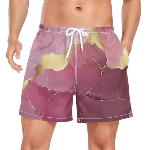 Bañador de secado rápido para hombre estilo mármol oro rosa