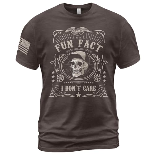 Fun Fact I Dont Care Tshirt Men, Funny Shirts for Men, Fun Fact I Don't Care T Shirt, Mens Funny T Shirts 2 (Brown-XL)