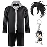 Call of the Night Cosplay Costume Nazuna Kou Yamori Cosplay Outfit Uniform Black Cloak Full Set Halloween Party (M, Black)